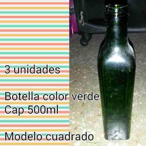 Frascos Tipo Botella De Vidrio De Colores. Cap 500ml