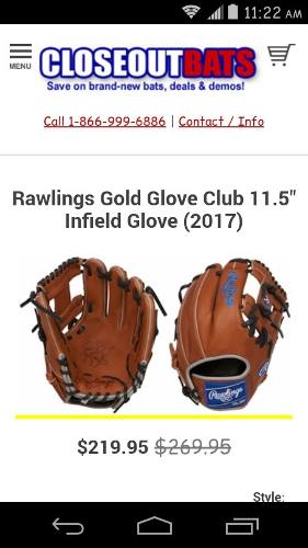 Guante Rawling - Infield 11.5. Serie Golden Glove
