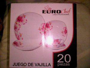 Juego De Vajilla De Porcelana De 20pzs Eurochef