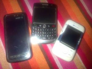 Vendo 3 Telefonos Blackberry Y Nokia Reparar Detalles