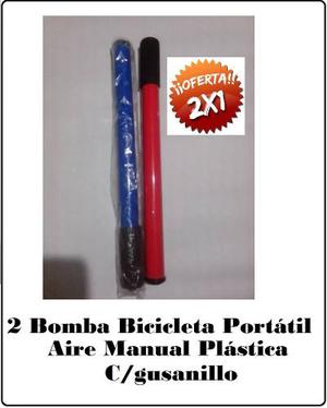 Bomba Bicicleta Portátil Aire Manual Plástica C/gusanillo