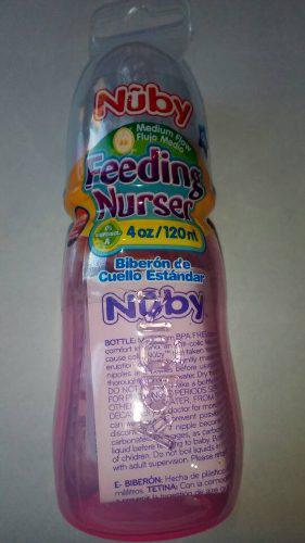 Tetero Biberon Nuby Anti Cólico Cuello Estandard Rosado 4oz