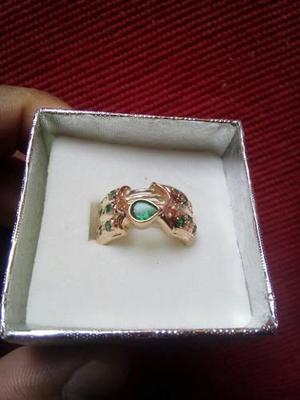 Anillo De Oro 18 K Con Esmeraldas Autenticas 6,6 Gramos