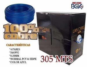 Bobina De Cable Gio Utp Cat5e 305mts Cable Azul 100% Cobre