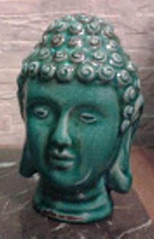 Cabeza Buda Siddharta Feng Shui, Azul, Envejecido. Concepts.