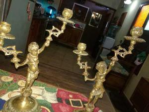 Candelabros Antiguos En Bronce Macizo