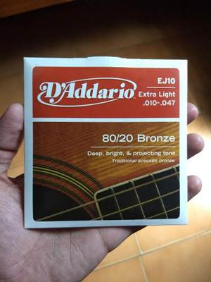 Cuerdas Guitarra Acústica Daddario 0.10 Extra Light