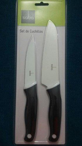 Cuchillos Marca Saba Set 2 Blanco / Negro