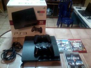 Play Station 3 Slim 160gb 2 Controles 2 Juegos Originales