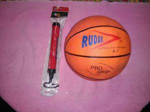 Balon Basket, Basketball Con Su Bomba Inflador Manual