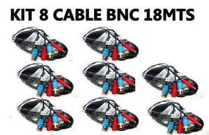 Kit 8 Cables Video Y Corriente 18 Mts Con Conector Bnc
