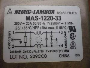 Filtro Nemic250v-20a hz Tv 250v-1min - °c
