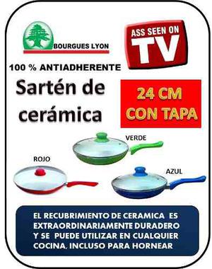 Sarten De Ceramica Con Tapa 100% Antiadherente Nuevoo Oferta