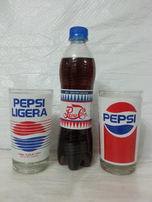 Pepsi Cola Combo 2 Vasos Botella R. Dominicana De Coleccion