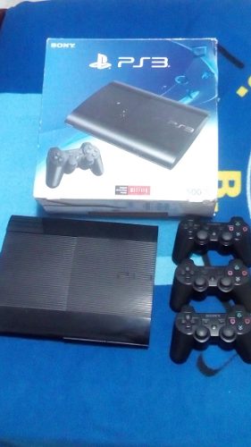 Ps3 Super Slim 500gb 3 Controles Y 19 Juegos Instalados