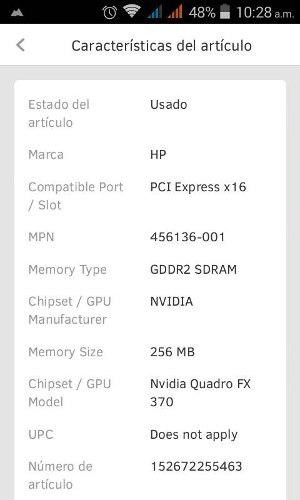 Tarjeta De Video Nvidia Quadro Fx370