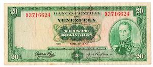 Billete Coleccion 20 Bolivares  Buen Estado Imagen Real