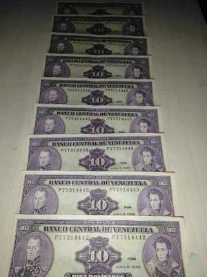 Billetes De 10 Bolívares, Consecutivos,junio 