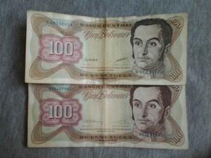 Billetes De Cien Bs Antiguos Buen Estado Minimo 4 Billetes.