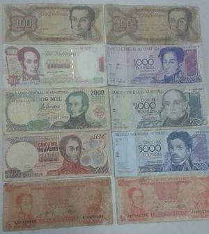 Billetes De Diversos Valores De Coleccion