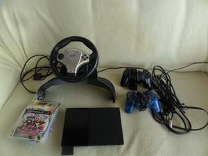 Playstation 2 +dos Controles+ Juegos + Volante + Cables