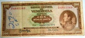 Vendo Billete De 100 Bs El Canario Del 24 De Octu De  L