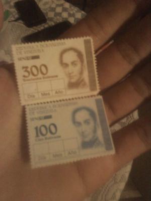 Timbre Fiscal De 100 Y 300 Bs