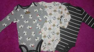 Set De 3 Bodies Carters Manga Larga Varon 12 Meses