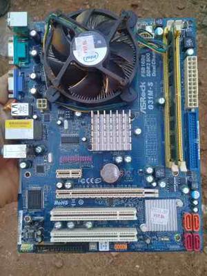 Tarjeta Madre Asrock G31m-s Con Procesador Y Memoria