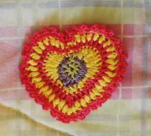 Aplique Corazón Grande Tejido Crochet Bisutería Adornos