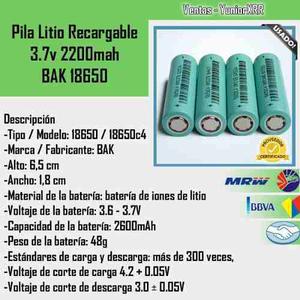 Bateria Pila Litio Recargable 3.7v mah Bak 