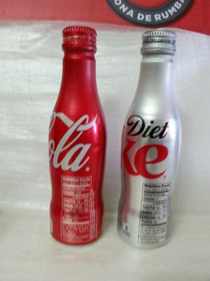 Coca Cola Set De 2 Botellas Aluminio Usa De Coleccion