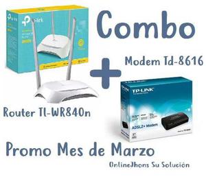Combo Tp-link Modem Td- + Router Wifi Tl-wr840n N300
