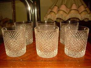 Juego De 6 Vasos De Cristal De Bohemia Tallado En Buen Estad