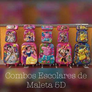 Combo Maleta 5d Escolar Infantil Niño Niña