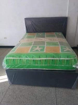 Oferta Cama Con Copete + Colchón Matrimonial (resortes)