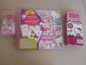 Hello Kitty Set De Audifonos,juego De Memoria Y Agenda
