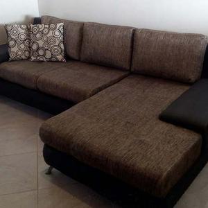 Mueble Sala Tipo L En Semicuero Modelo Milan