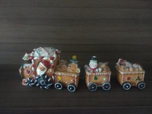 Tren Navidad Ceramica Santa Importado Mide 40cm Largo