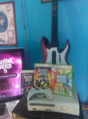 Xbox 360 Arcade Placa Jassper Con Guitarra