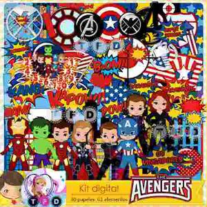 Kit Imprimible Avengers Vengadores Marvel Pack Scrapbook