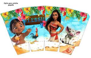 Kit Imprimible Personalizado Moana. Topper, Cajitas Y Massss