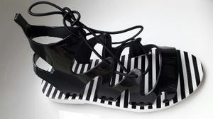 Sandalias Link Justice Carters Niñas Blanco Negro Moda 