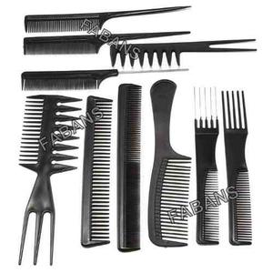 Set De 10 Peines Para Peluqueria Cabello Kit Barbero Cepillo