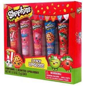 Shopkins Lipgloss Brillos Labiales Pack De 5 Pinturas Niñas