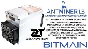 Antminer L3 Bitmain Minero Litecoin Scrypt Cripto Btc Eth