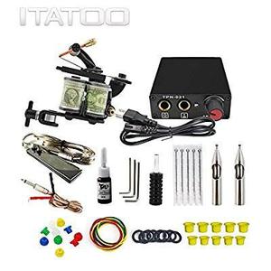 Kit Para Tatuar Con 1 Maquina, Fuente, Pedal, Tinta, Agujas+