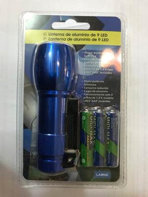 Linterna De Aluminio 9 Led Baterias Incluidas