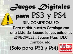 Mas + De 600 Juegos. Digital Ps3 Y Ps4. Catalogo Online