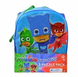 Pj Mask Morral Con Tres Paquetes De Rompecabezas